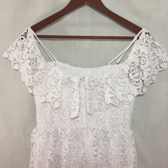 HP H&M Off Shoulder White Midi Lace Dress NWOT 8 - Picture 5 of 8
